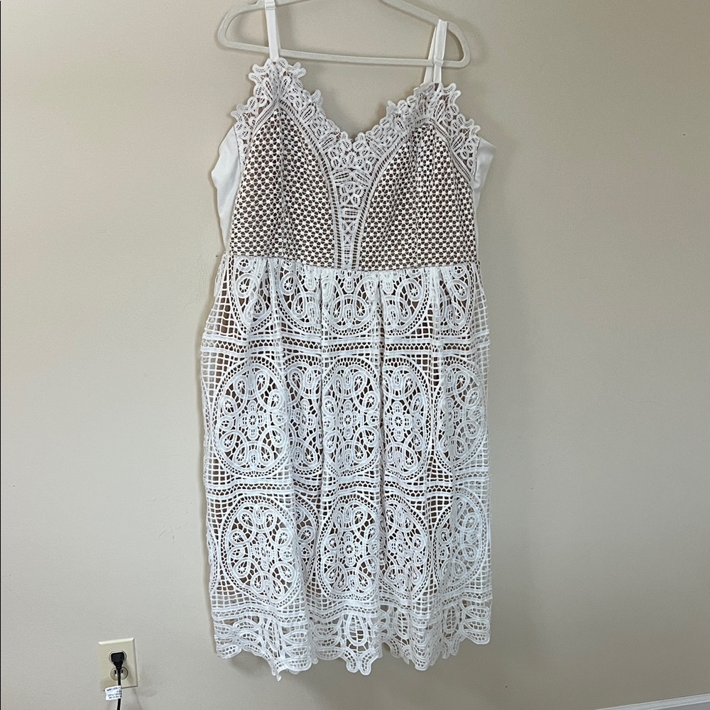 City Chic White Lace Midi Dress